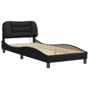  Sengeramme med LED-lys svart 140x190 cm kunstig lær 8721012356146