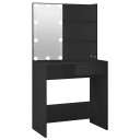 vidaXL Sminkebord med LED svart 74,5x40x141 cm