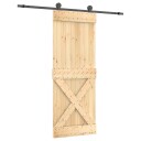 vidaXL Skyvedør Naturlig og svart 80 x 210 cm Massiv Furu Tre
