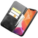 Qialino Classic iPhone 12/12 Pro Lommebok-deksel I Lær Svart