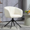 Lenestol lenestol med armlen 360° svingfunksjon linlook svingstol med metallben for stue soverom kremhvit