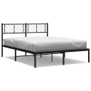  Sengeramme i metall med sengegavl svart 150x200 cm