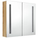 vidaXL LED-speilskap til bad eik 62x14x60 cm