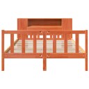  Seng med bokhylle uten madrass voksbrun 160x200 cm heltre 8721158608895