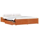  Sengestamme med skuff Vokset Brun 150 x 200 cm Massiv furu