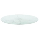  Bordplate hvit Ø70x0,8 cm herdet glass med marmor design