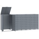  Søppeldunkskur for 4 dunker grå 276x79x117 cm stål