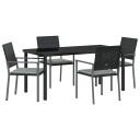  Hage Spisegruppe 5 pcs Svart Poly rattan