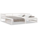 vidaXL Uttrekkbar dagseng hvit 2x(80x200) cm heltre furu