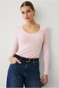 Ellos Collection Langermet t skjorte med v hals Rosa