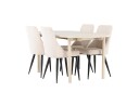 Andy Spisegruppe 180 cm Oval med 4 Leone stoler   Whitewash/Beige
