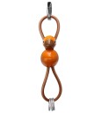 Kay Bojesen Fugl Sølvtonet Metal Nøglering Med Naturlæder Orange   Orange   4.5 CM