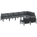  Hagesofa Set 8 pcs Antrasitt Stål