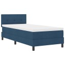  Box Spring Seng med Madrass og LED Blå 90x190 cm Stoff