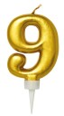 Bursdagslys Gull 8 cm - Tallet 9