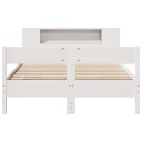  Seng med bokhylle uten madrass hvit 120x190 cm heltre furu 3322961
