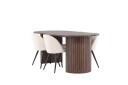 Härön Spisegruppe 200 cm Oval med 4 Velvet stoler   Mocca/Beige