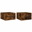  Veggmonterte nattbord 2 stk røkt eik 35x35x20 cm
