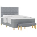  Box Spring Seng med madrass & benk Lysegrå 140x200 cm Stoff