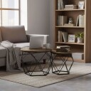 Sett med sidebord i rotting – avtakbare brettplater svart ramme