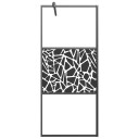 Dusjvegg med hylle svart 80x195 cm ESG-glass og aluminium