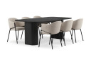 Bark Kopparbo Spisebord 200 cm med 6 Filip Spisestoler   Svart / Taupe Bouclé