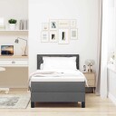  Box Spring Seng med madrass & LED mørk grå 90x190 cm Stoff