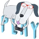 Dog Gamer Play Plakat / 50x50