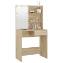 vidaXL Sminkebord med LED sonoma eik 74,5x40x141 cm