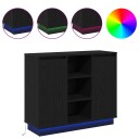  Sideboard med LED Svart Eik 90x32x75 cm Konstruert Tre