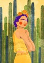 Frida and cacti Plakat / 50x70cm
