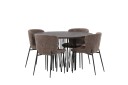 Venture Home Spisegruppe Alismo 120 cm Rund med 4 Habesh Stoler Beige