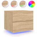 Vegghengt nattbord med LED-lys sonoma eik 8721012254008
