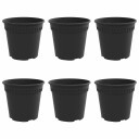 vidaXL Rund Blomsterpotte 6 pcs Svart Ø 17 x 14 cm Plast