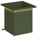 vidaXL Hageplantekasse med LED Olivengrønn 30 x 30 x 30 cm Stål