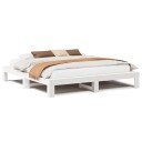  Sengeramme med madrass hvit 200x200 cm heltre furu 8721158381668