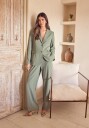 BUBBLEROOM Straight Leg Pleated Suit Pants  Dusty green 46