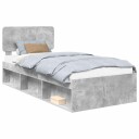  Sengestamme med hodegjerde Betonggrå 75 x 190 cm Massiv furu