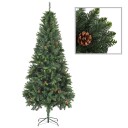 vidaXL Kunstig juletre med LED og kulesett og kongler 210 cm