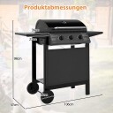 Utendørs gassgrill – 3 brennere rustfritt stål bærbar