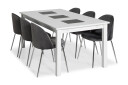 Basic Home Spisegruppe Octavia 180 med 6 Stoler Gerardo Fløyel Hvit|Grå|Forkrommede Ben