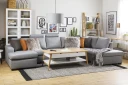 Crazy 5 seters Venstrevendt U formet X Large Sofa med Divan og Sjeselong i Stoff   Grå