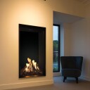 M-Design True Vision 850VL svart gasspeis med et glass - rett vegg