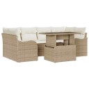 vidaXL Hagesofa Set 7 stk. Beige og krem polyrotting