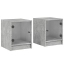  Nattbord med glassdører 2 stk betonggrå 35x37x42 cm 8721012213005