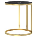  Sidebord gull og svart marmor 45 cm herdet glass