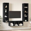  TV benk sett 3 pcs Svart eik 37 x 37 x 142.5 cm Konstruert tre