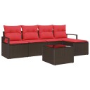 vidaXL Sofa sett med pute 6 pcs Brun polyrotting