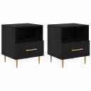  Nattbord med skuff 2 pcs Svart 40 x 35 x 47.5 cm Konstruert tre