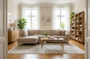 Scandi Dyp 4 seters sofa med sjeselong venstre i stoff  